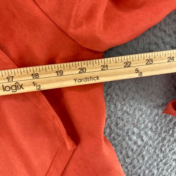 Chicos Jacket Womens 1 US 8 Orange Faux Suede Waterfall Open Front Casual Crop - Picture 8 of 9